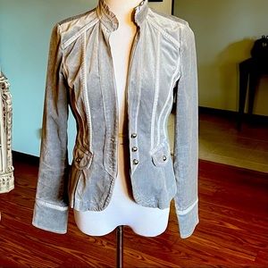 NWOT WhiteHouse Black Market grey velvet blazer. Mint perfect condition